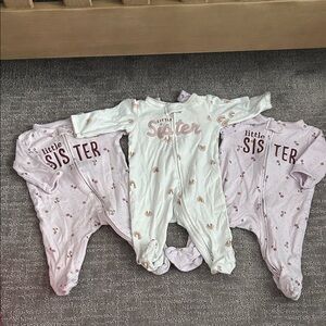 Carter's Little Sister Footies - Pink and White